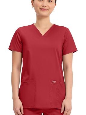 Cherokee Red V-Neck Short Sleeve Scrub Top